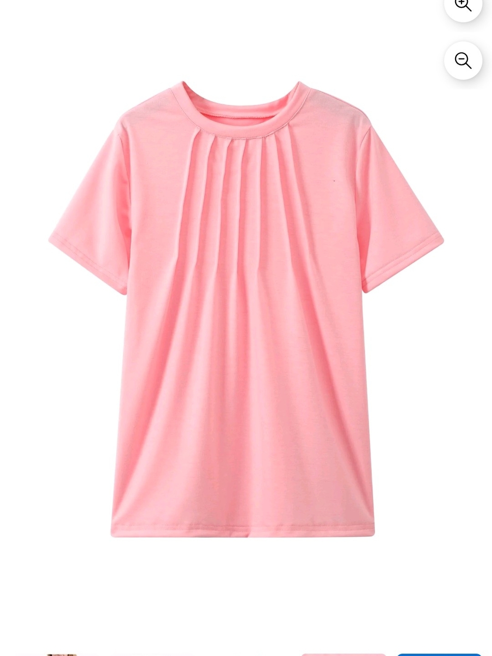 Pleated Front Short Sleeve Tee in Pink L